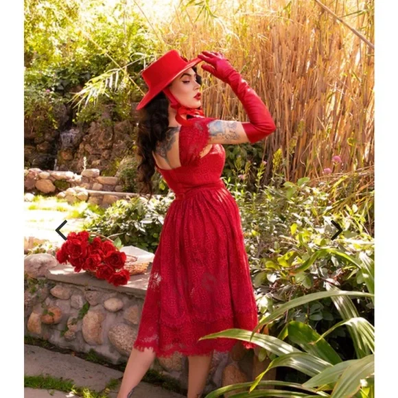 LFEN Southern Gothic Skirt Crimson SZ S - Picture 4 of 4